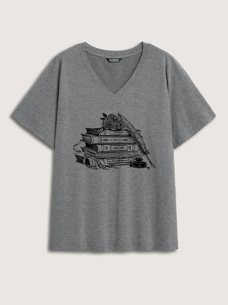 Romantic Books V-Neck T-Shirt