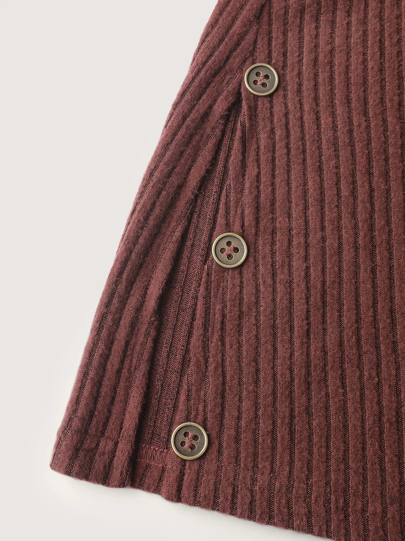 Stretchy Brushed Ribbed Button Detail T-Shirt