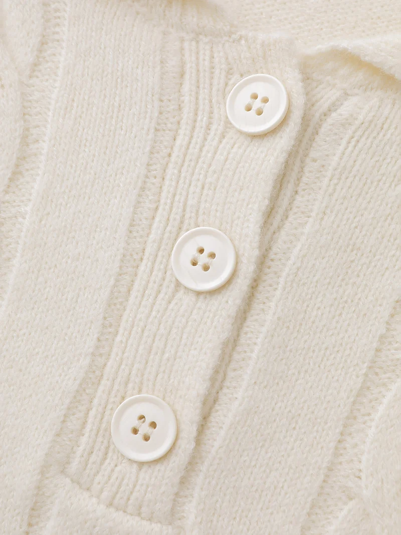 Supersoft Cable Knit Polo Collar Solid Pullover