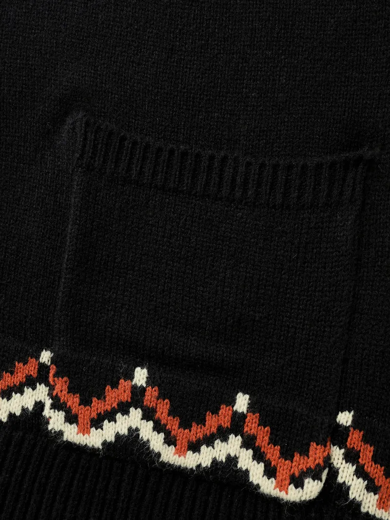 Fair Isle Halloween Print Pockets Knit Cardigan