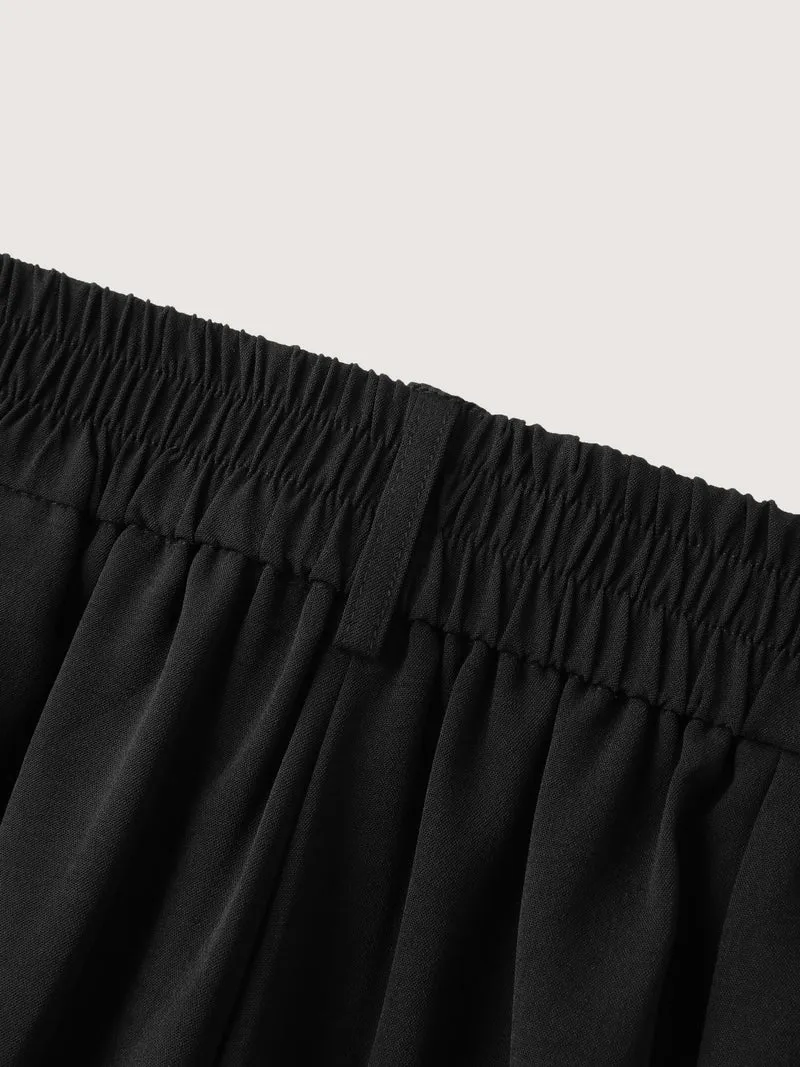 Floral Embroidered Hem Wide-Leg Pants