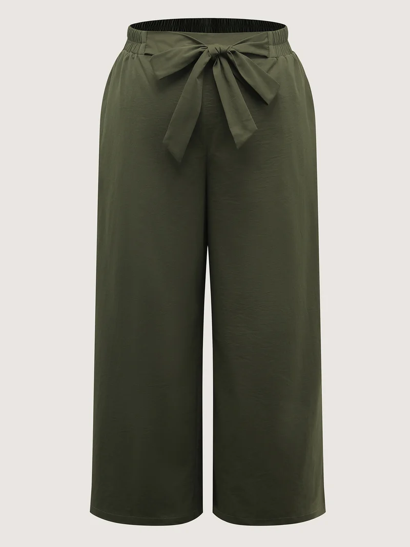 Belted Waist Wide-Leg Pants