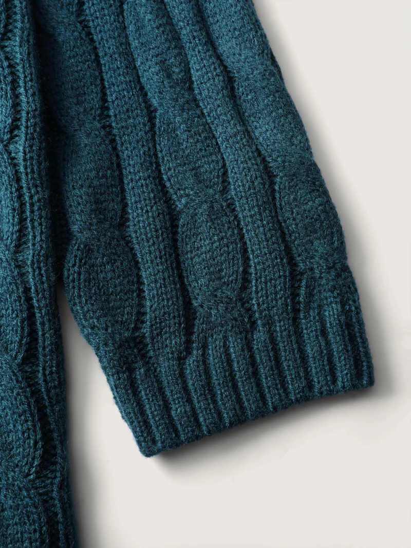 Floral Embroidered Cable Knit Pullover