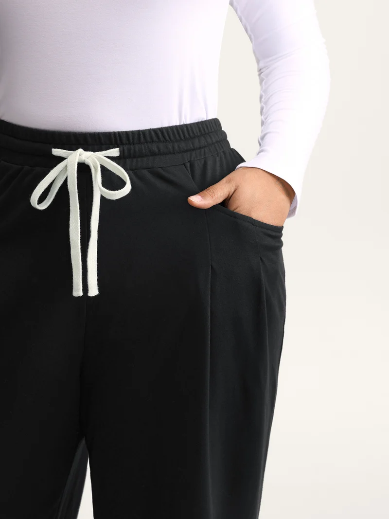Drawstring Waist Straight-Leg Pants