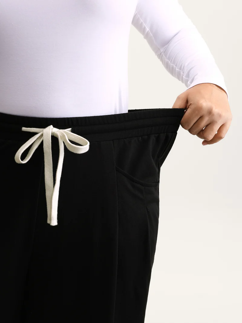Drawstring Waist Straight-Leg Pants