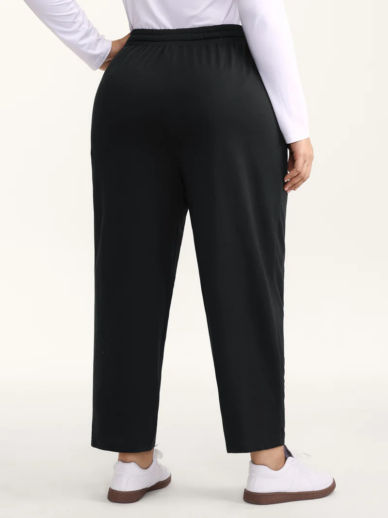 Drawstring Waist Straight-Leg Pants