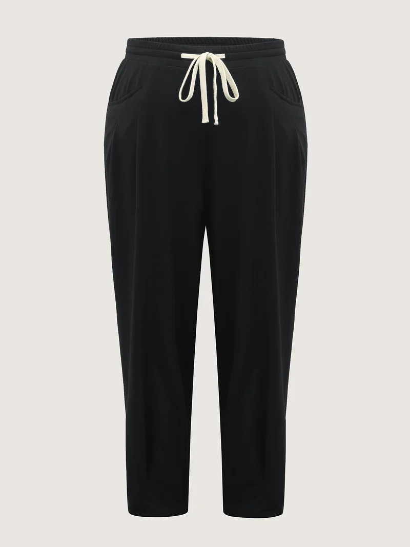 Drawstring Waist Straight-Leg Pants