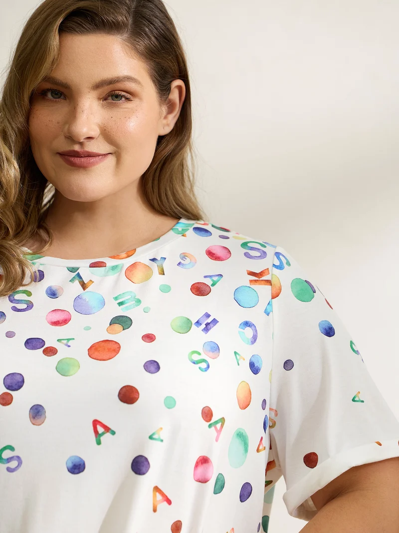 Alphabets Party Round Neck T-Shirt