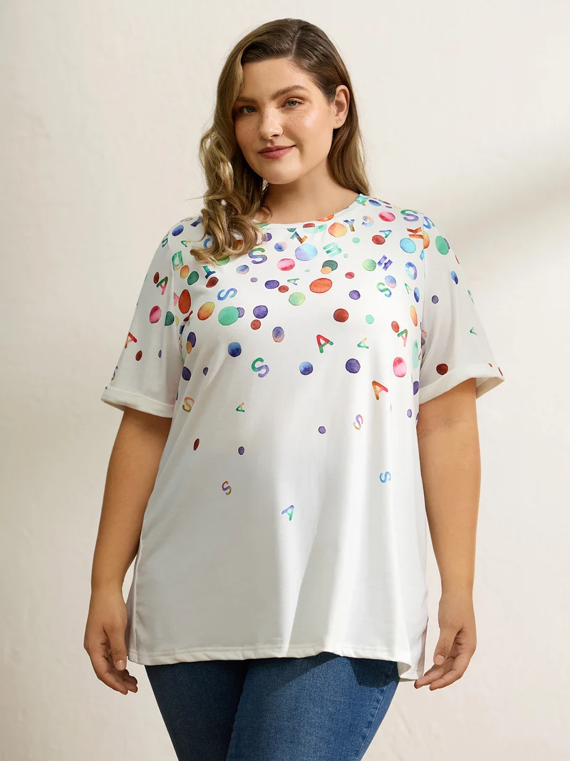Alphabets Party Round Neck T-Shirt