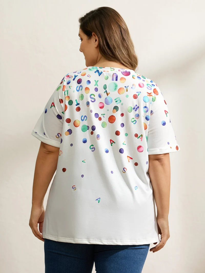 Alphabets Party Round Neck T-Shirt