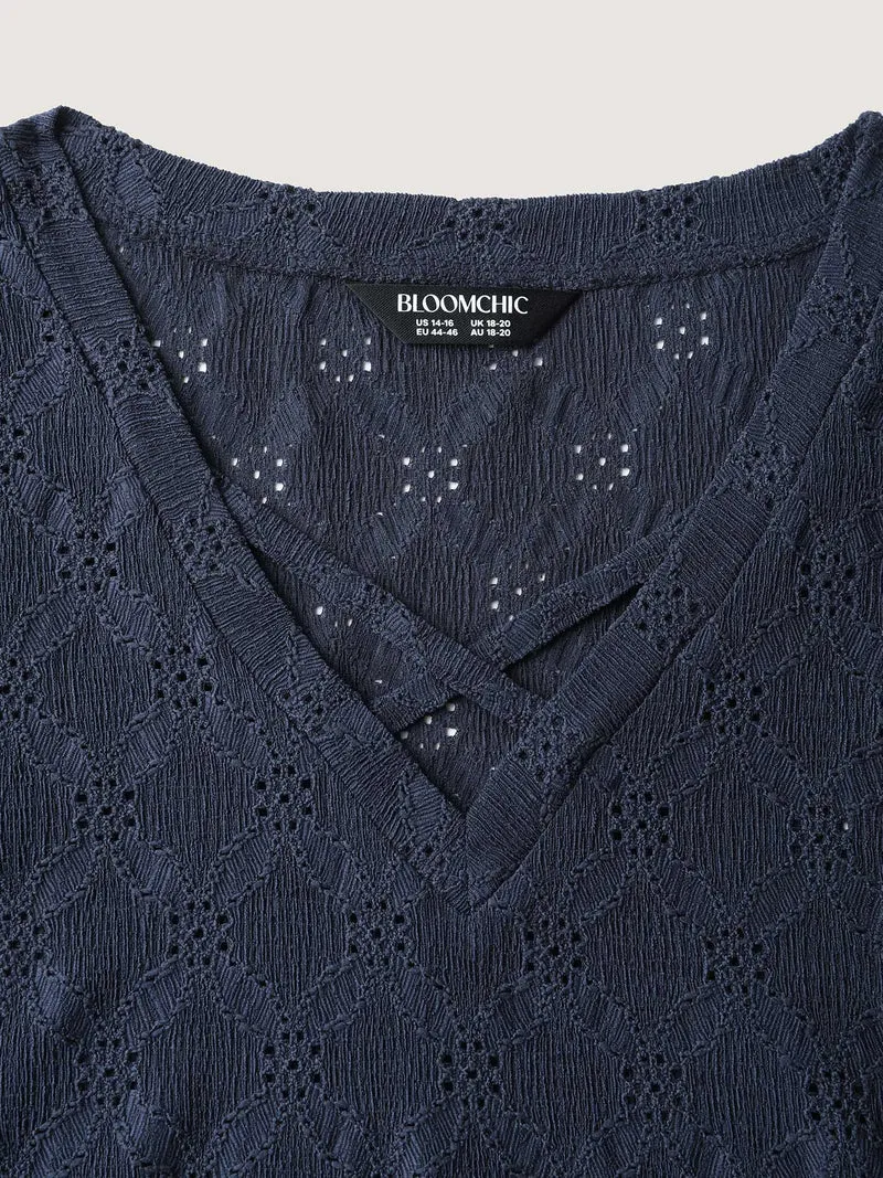 Stretchy Cross-Tie Textured T-Shirt