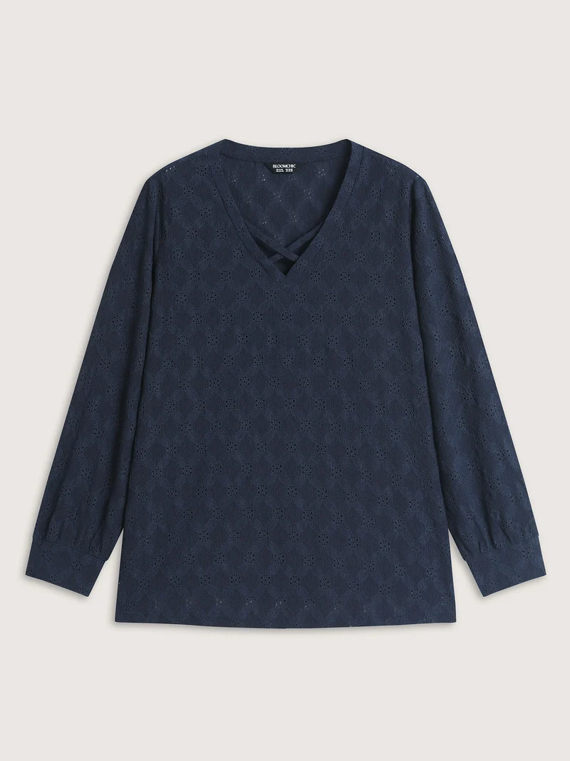 Stretchy Cross-Tie Textured T-Shirt