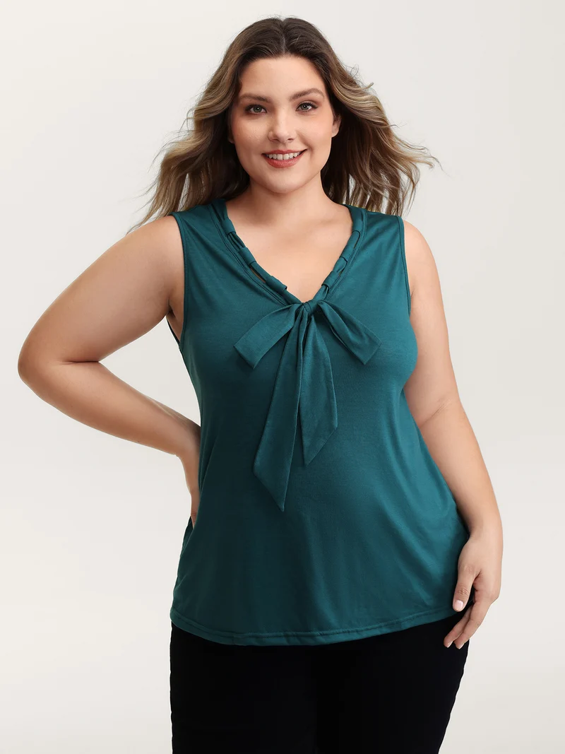 Supersoft Stretchy Bowknot Neckline Tank Top