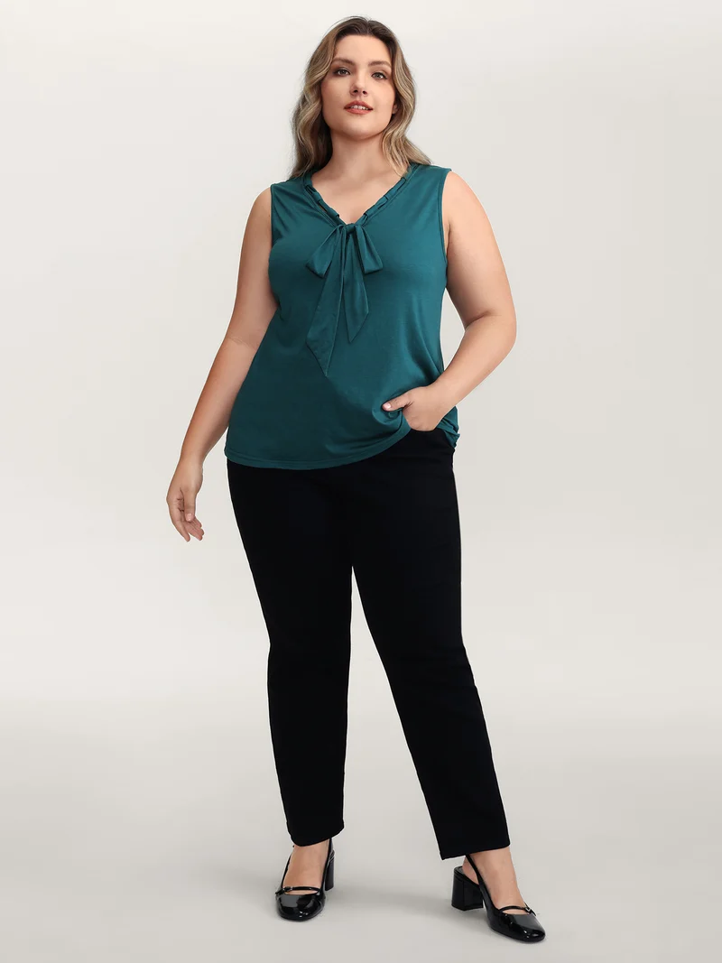 Supersoft Stretchy Bowknot Neckline Tank Top