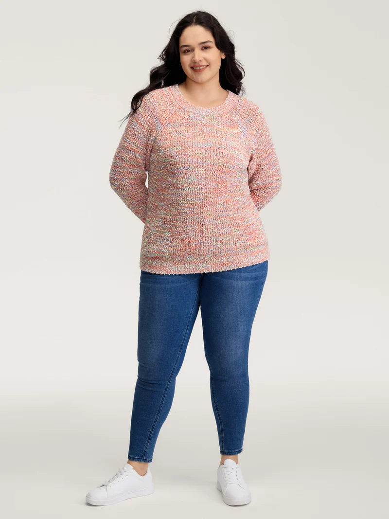 Heather Raglan Sleeve Contrast Pullover