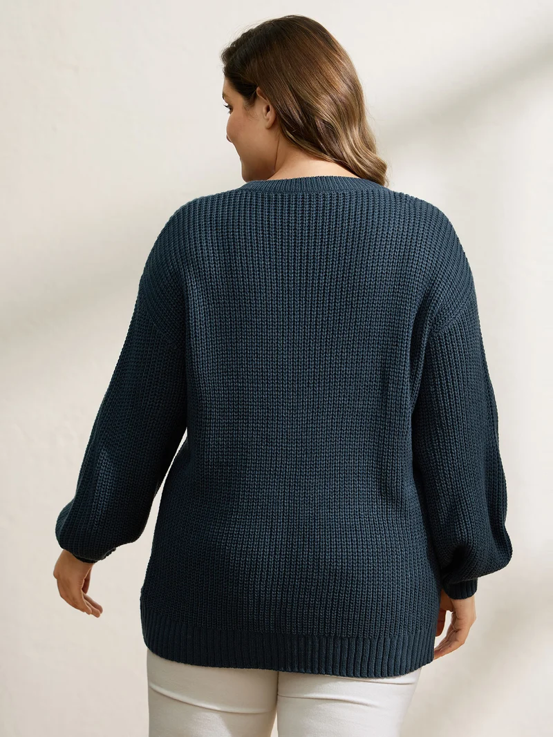 Floral Embroidery Textured Relaxed-Fit Pullover