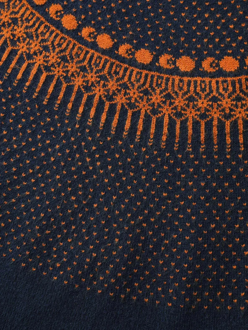 Supersoft Fair Isle Yoke Color Contrast Pullover