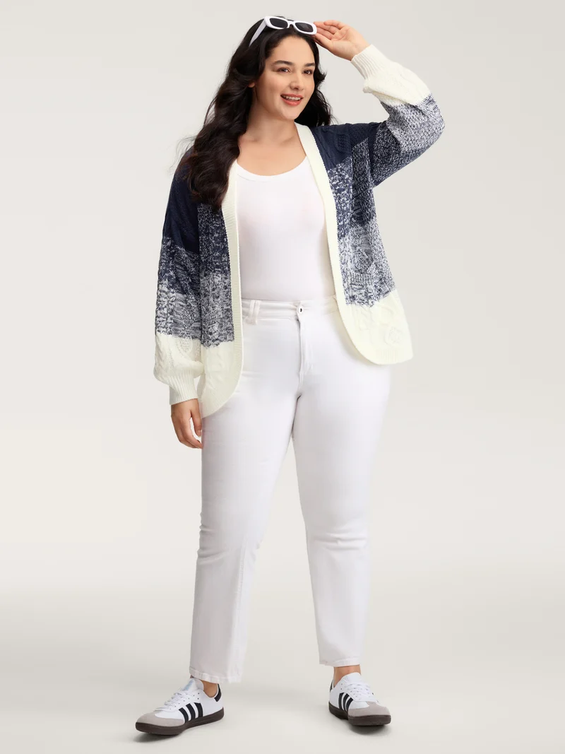 Arc-Hem Ombre Gradient Knit Cardigan