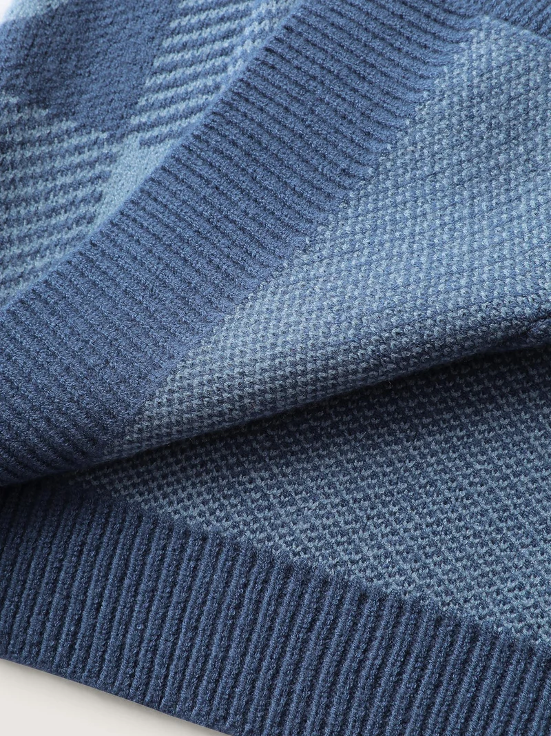 Supersoft Checkered Hearts Jacquard Pockets Knit Cardigan