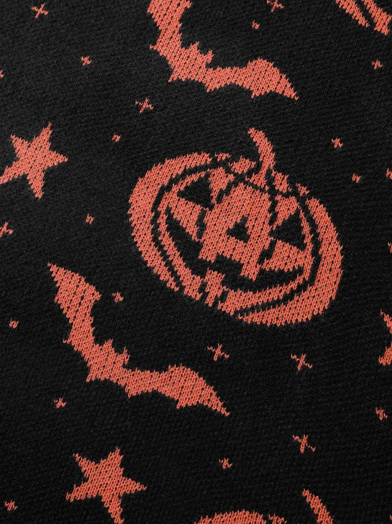 Halloween Pumpkin Print Crewneck Pullover