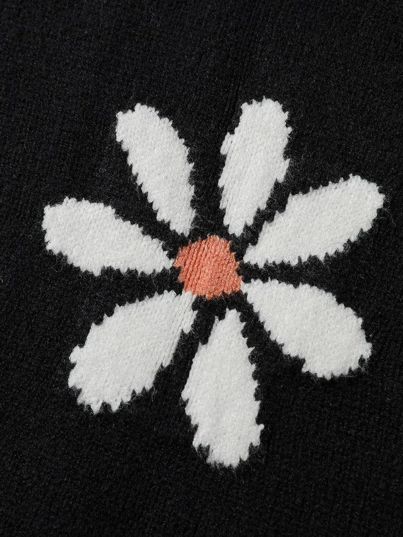 Supersoft Large Flower Jacquard Pattern Pullover