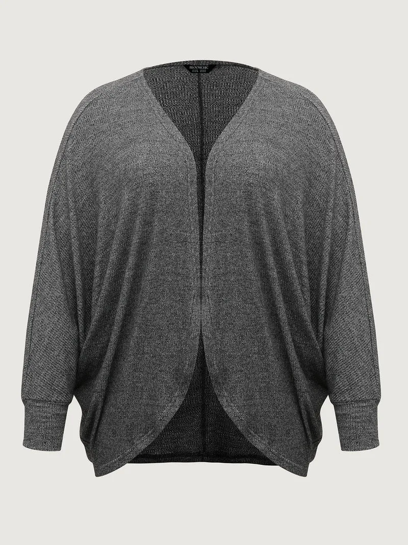 Stretchy Curvy Hem Open-Front Cardigan