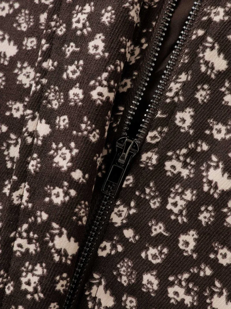 Floral Print Contrast Collar Jacket