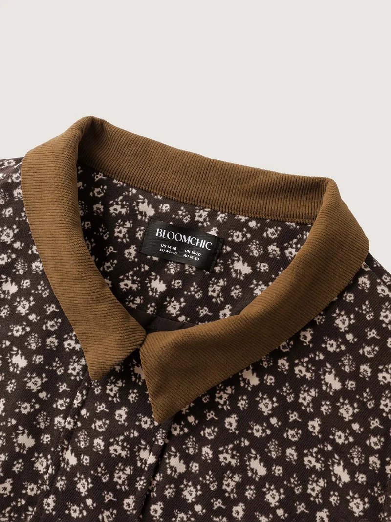 Floral Print Contrast Collar Jacket