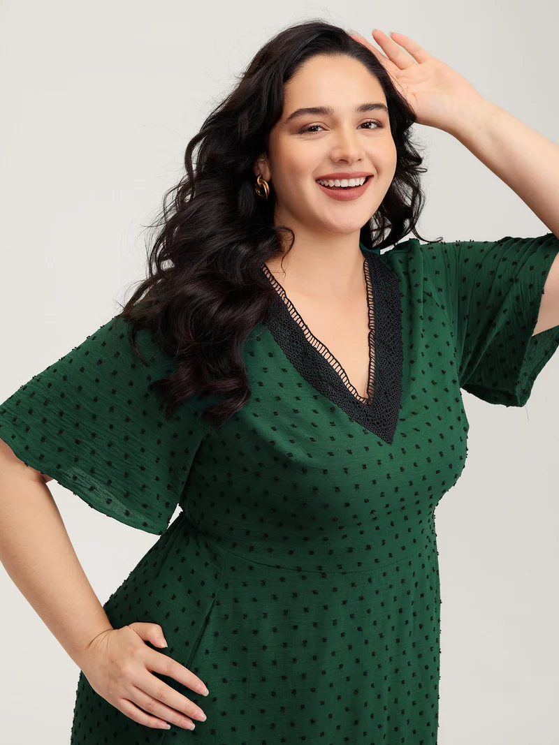 Jacquard Stretchy Waist Tiered Midi Dress