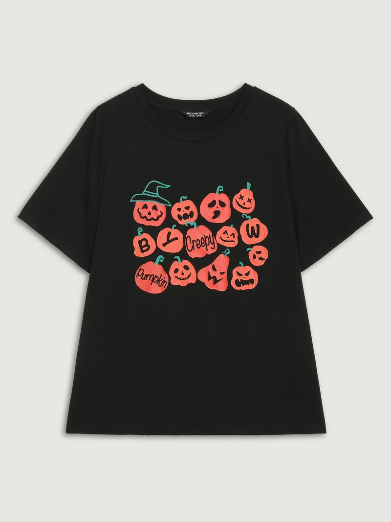 Creepy Pumpkins Stretchy Solid T-Shirt