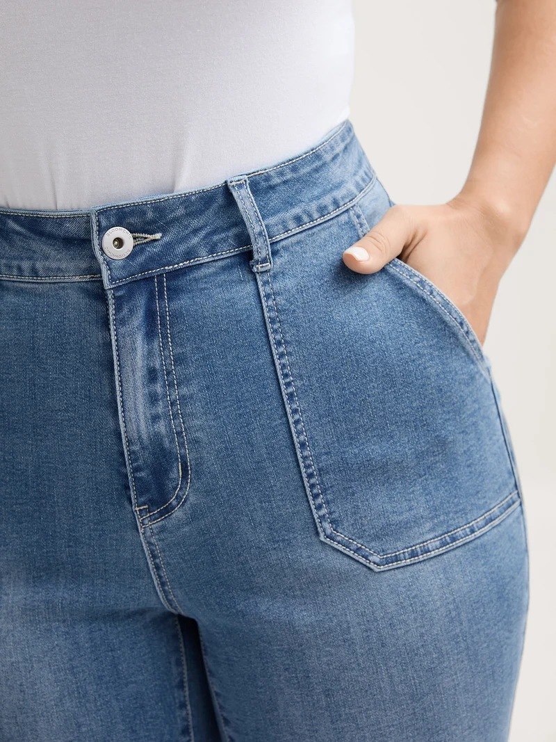 Elastic Waist Skinny-Fit Pocket Jeans