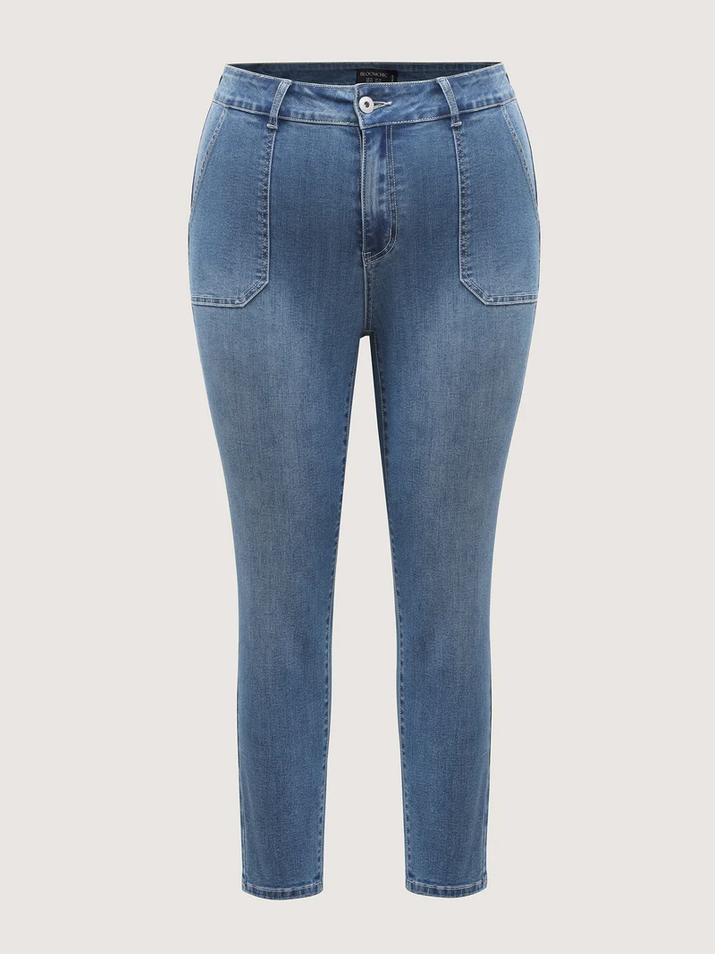 Elastic Waist Skinny-Fit Pocket Jeans