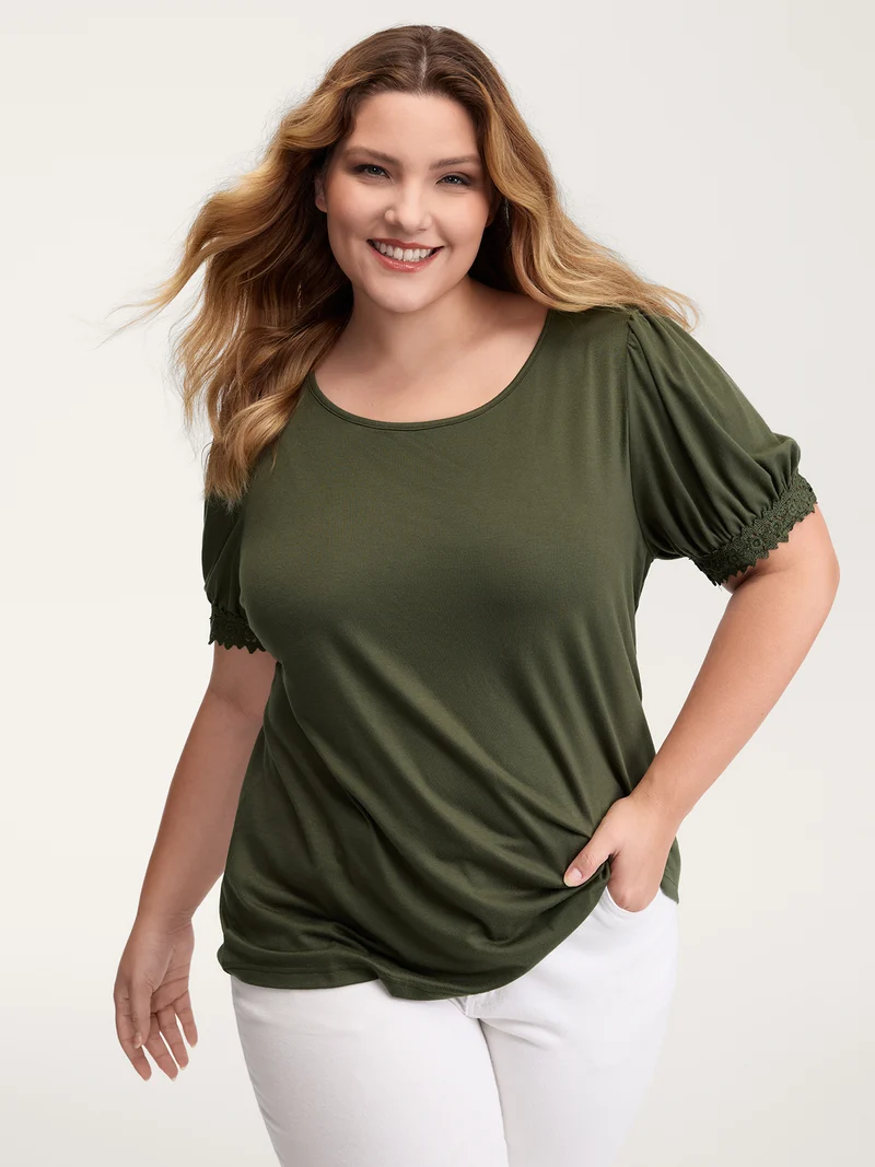 Floral Lace Back Trim T-Shirt
