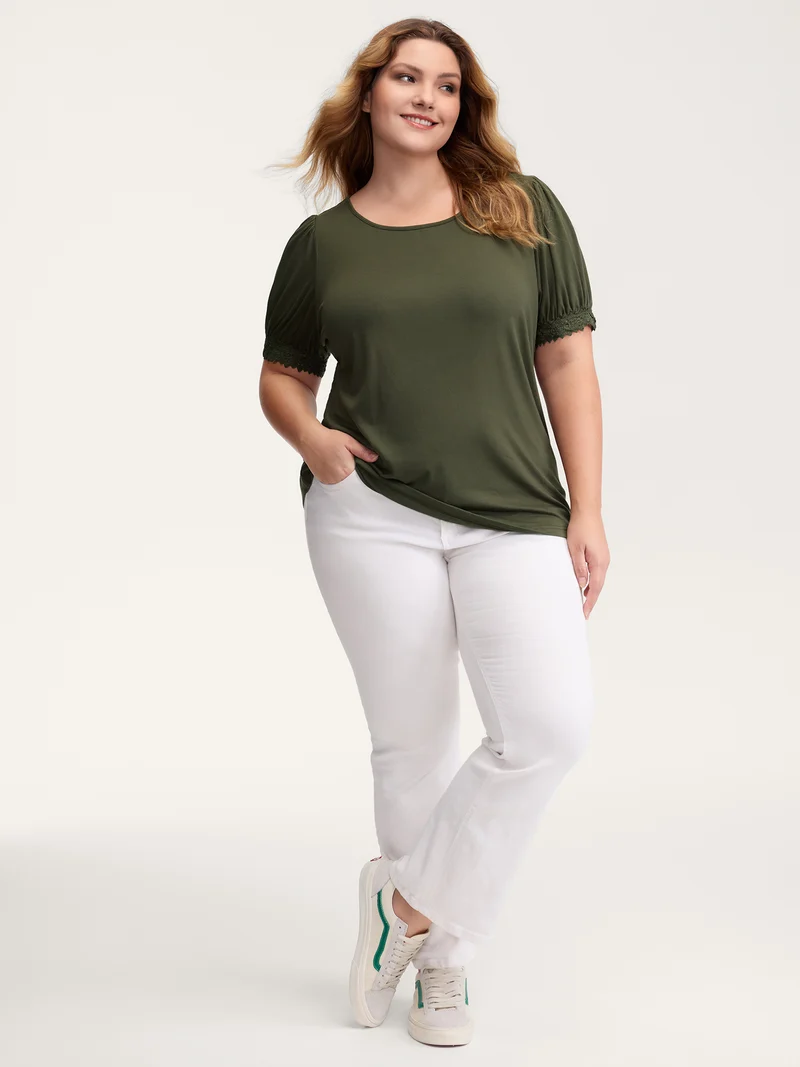 Floral Lace Back Trim T-Shirt