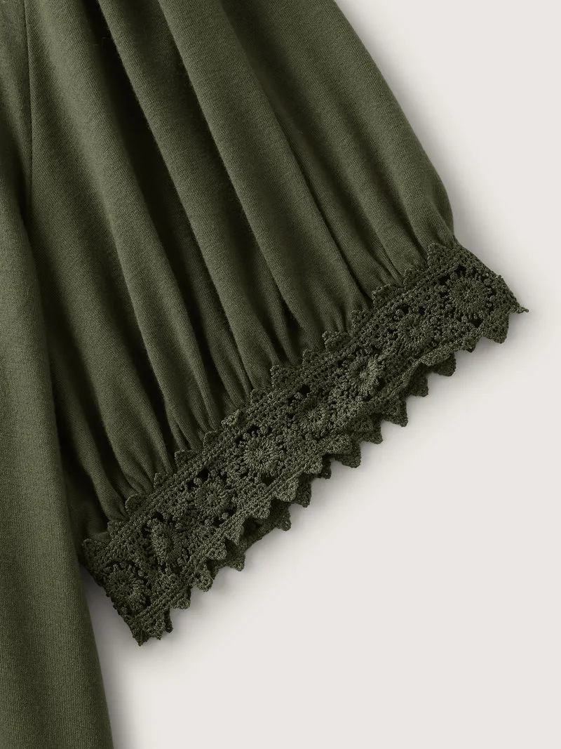 Floral Lace Back Trim T-Shirt