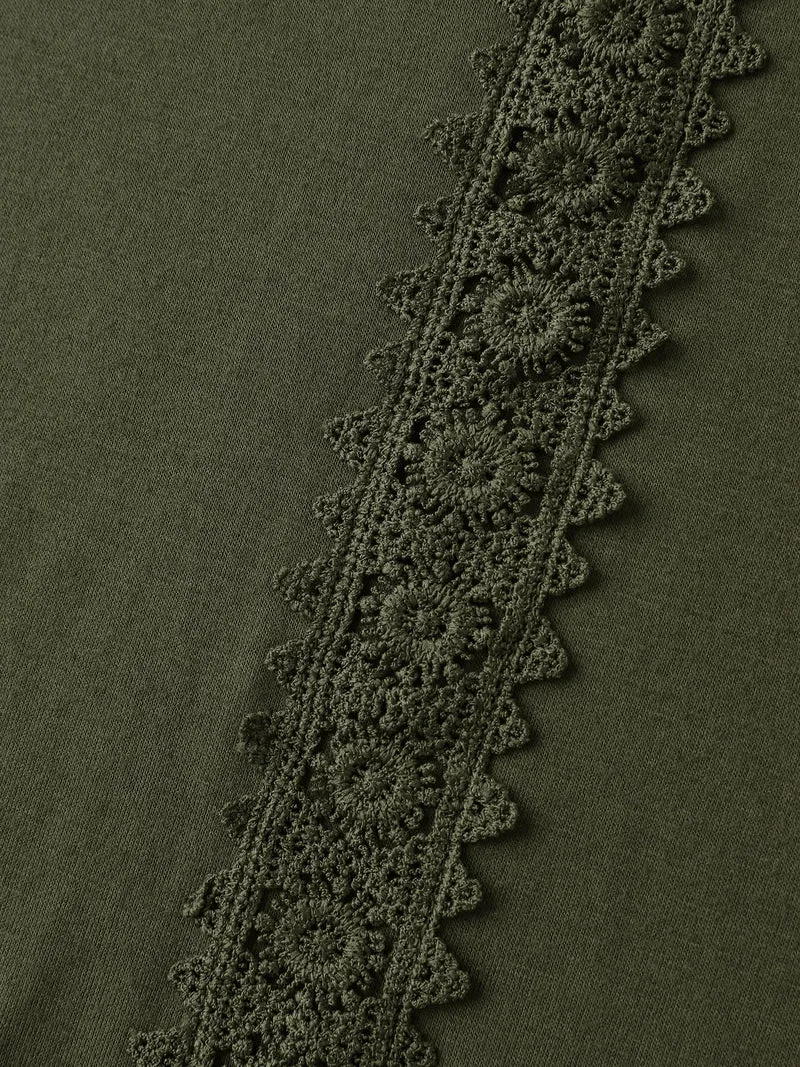 Floral Lace Back Trim T-Shirt