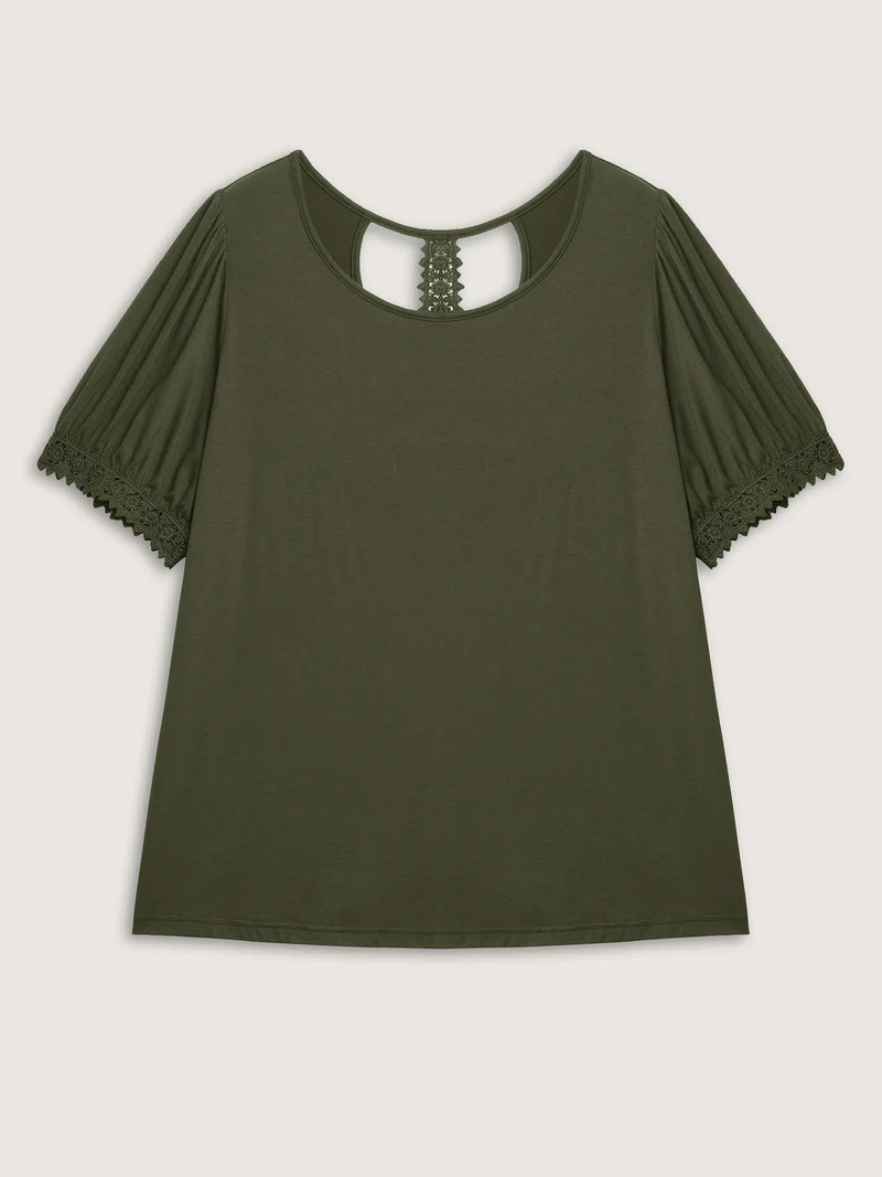 Floral Lace Back Trim T-Shirt