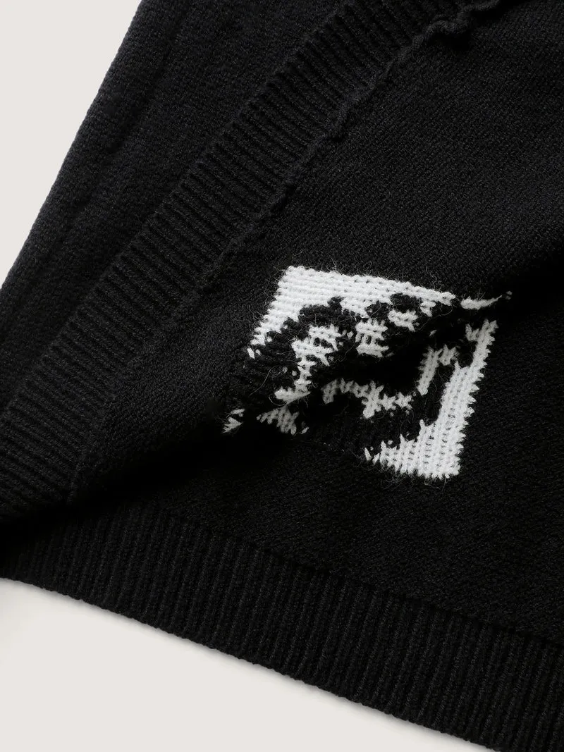 Skull Print Batwing Sleeve Knit Cardigan