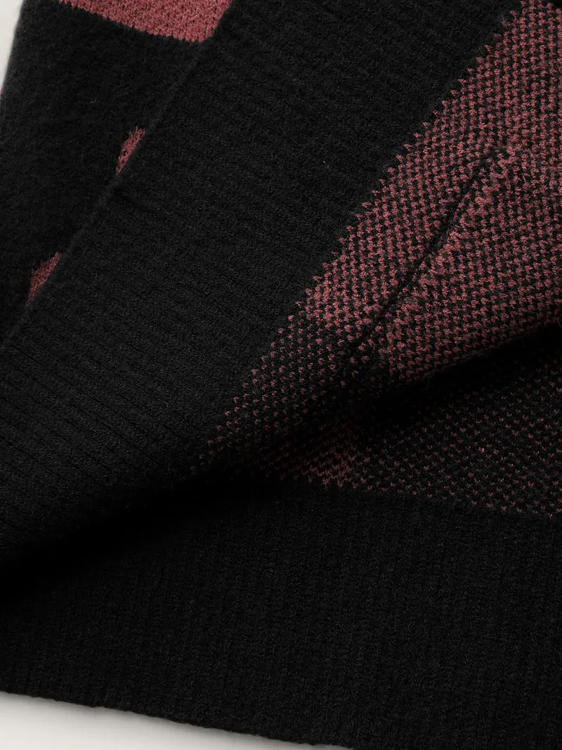 Supersoft Checkered Floral Superstretchy Knit Cardigan