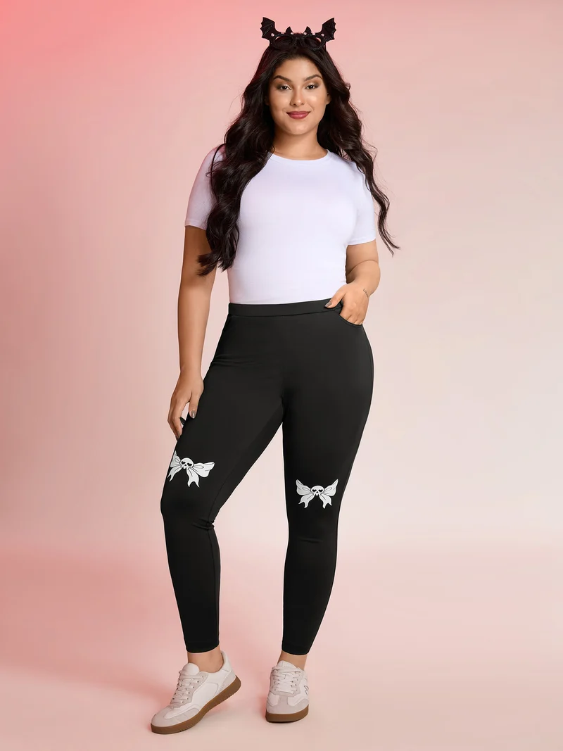 Knee-Skull Element Skinny-Fit Leggings