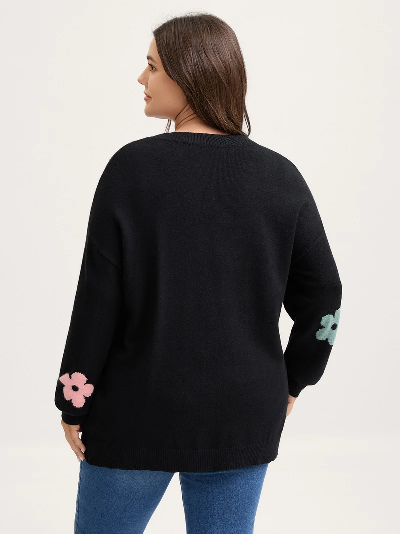 3D Floral Jacquard Embroidery Knit Cardigan