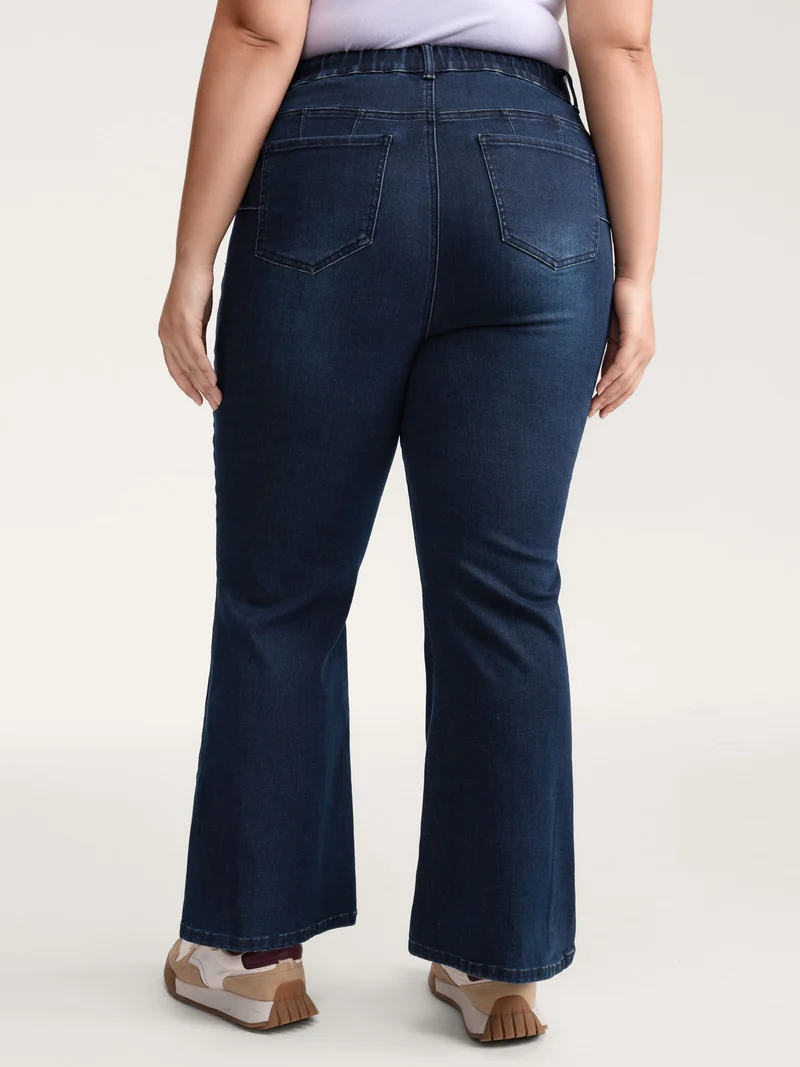 Supersoft Elastic Waist Drawstring Bootcut Jeans