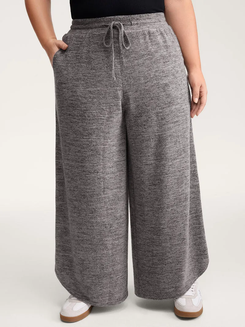 Stretchy Waistband Color-Mix Knit Pants