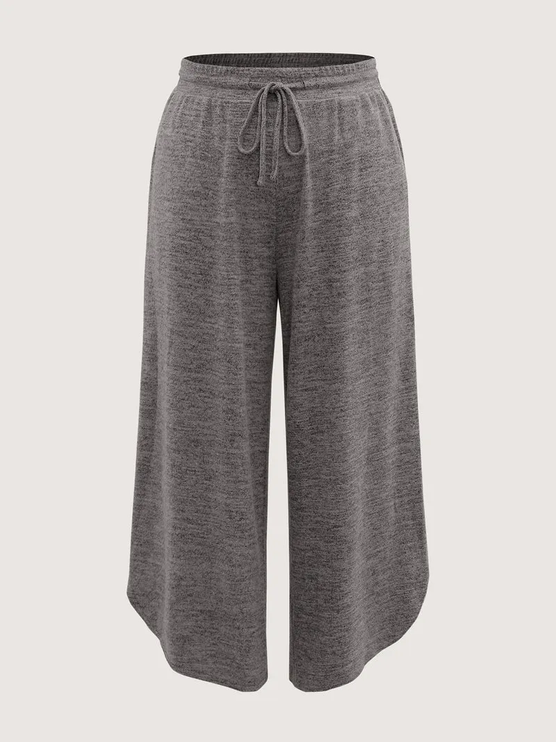 Stretchy Waistband Color-Mix Knit Pants