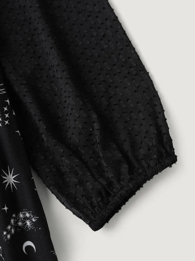 Starry Adventure Contrast Sheer Midi Dress