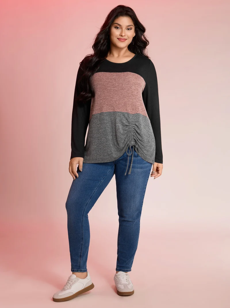 Colorblock Side Drawstring T-Shirt