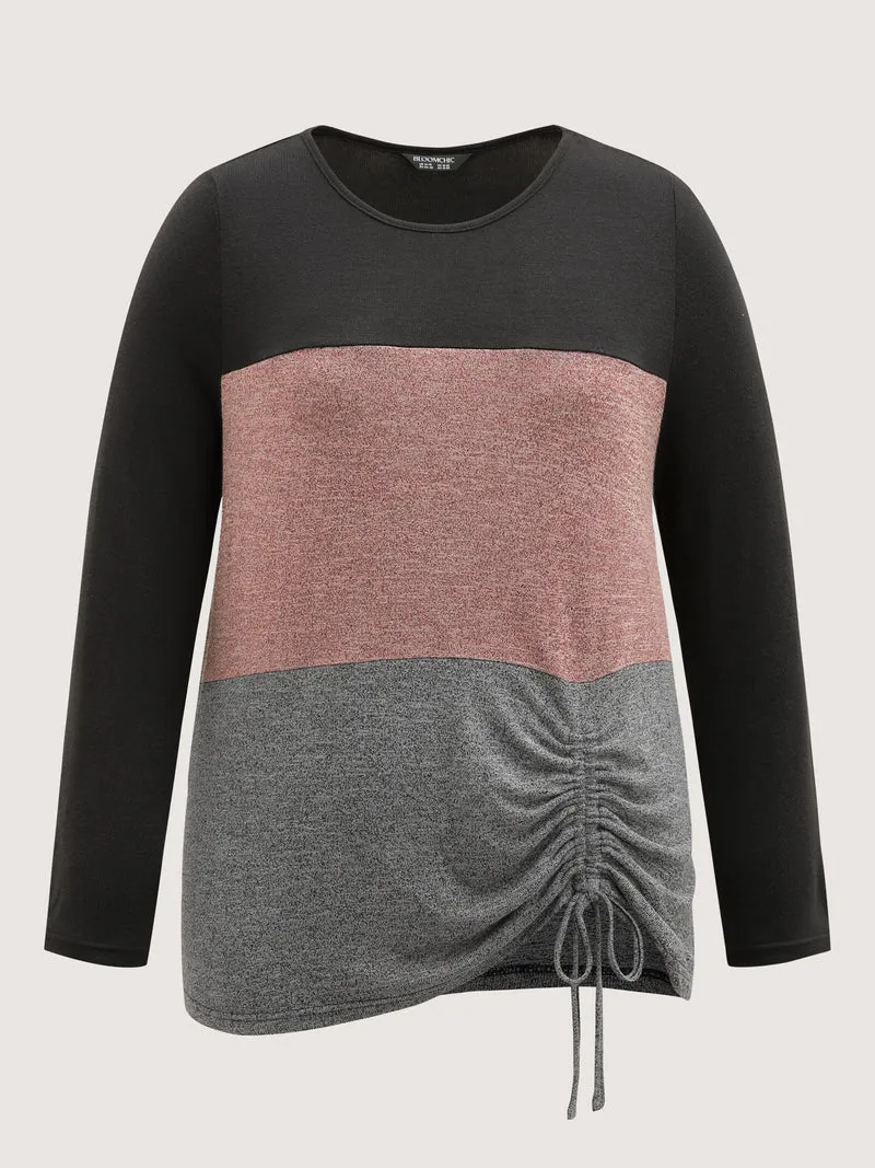 Colorblock Side Drawstring T-Shirt
