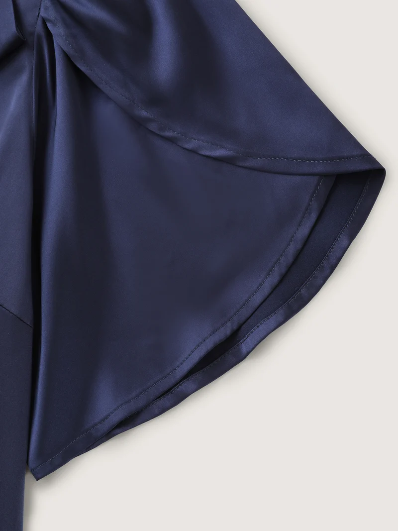 Satin Ribbon Knot Mock Neck Blouse