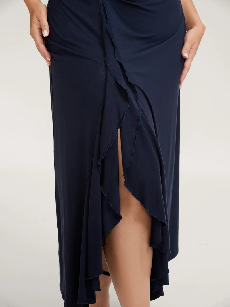 Supersoft Waist-Tie Slit Maxi Dress