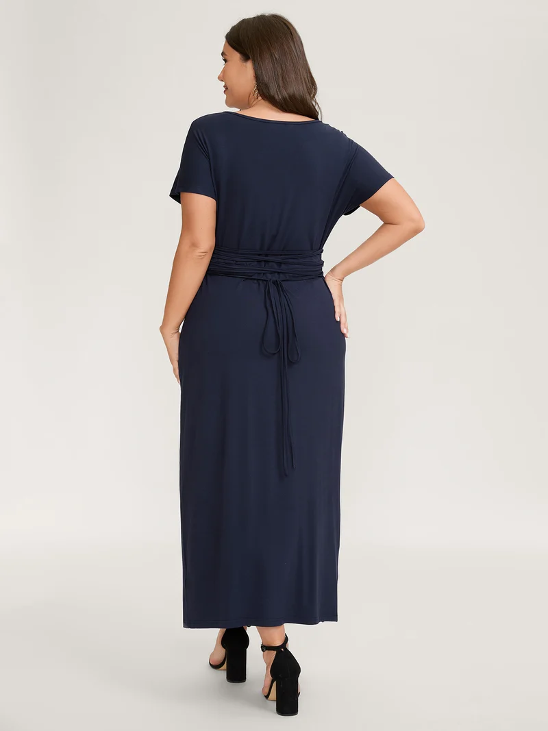 Supersoft Waist-Tie Slit Maxi Dress